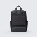 Elegant Black Oxford cloth computer backpack with a 20-35 litre capacity and polyester lining.