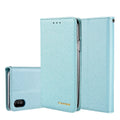 PU leather flip phone case for iPhone with card slots shown in multiple colours