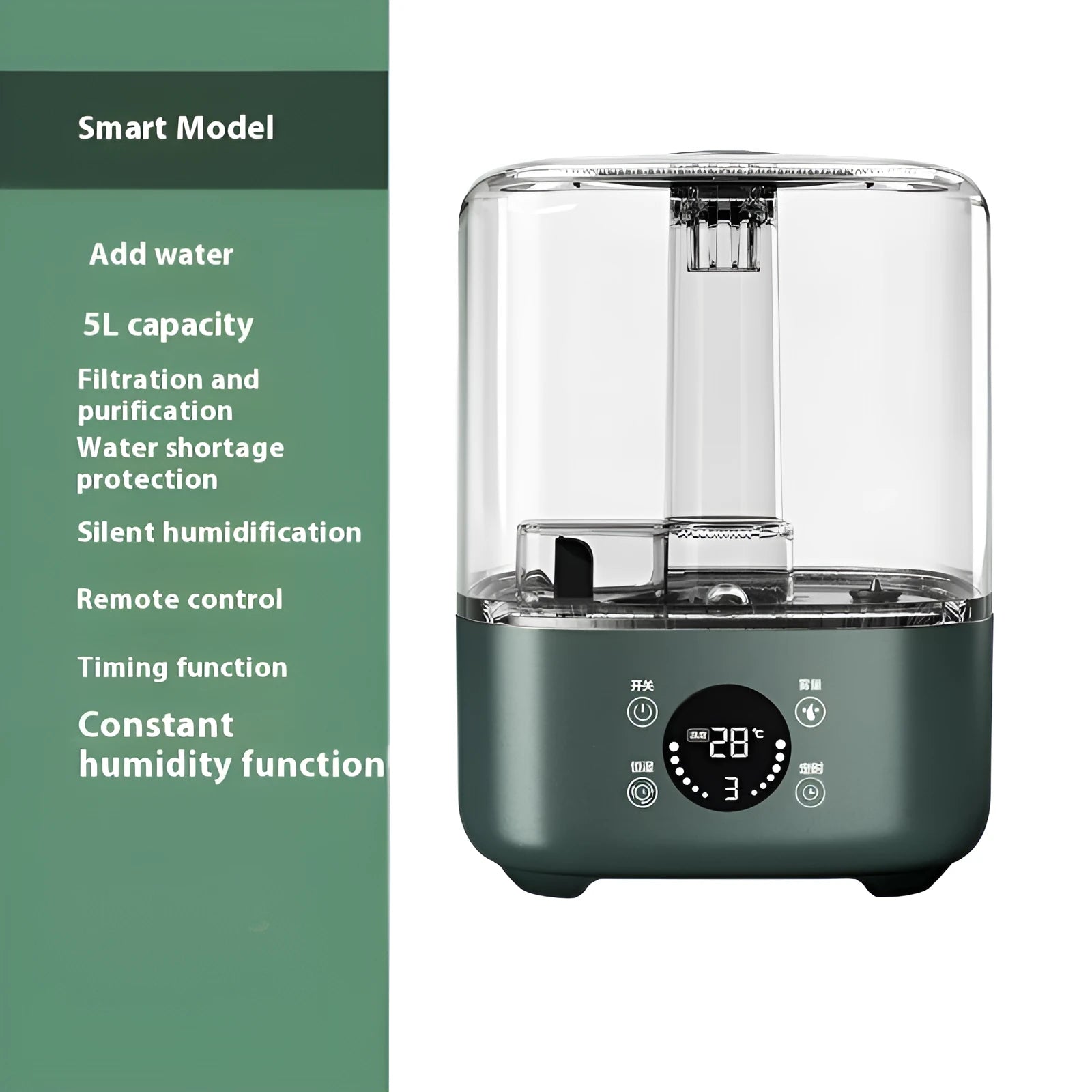 Green KC-112 large capacity humidifier with touch screen display and remote control