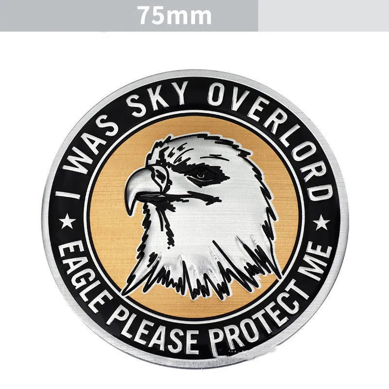 Aluminium car decal stickers showing round lion, eagle, wolf head and standalone animal designs for vehicle exterior personalisation