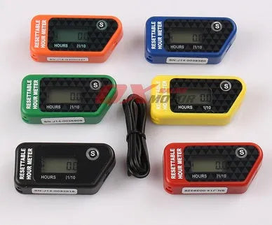 Black YSDS model waterproof LCD maintenance timer for vehicles and outdoor power equipment.