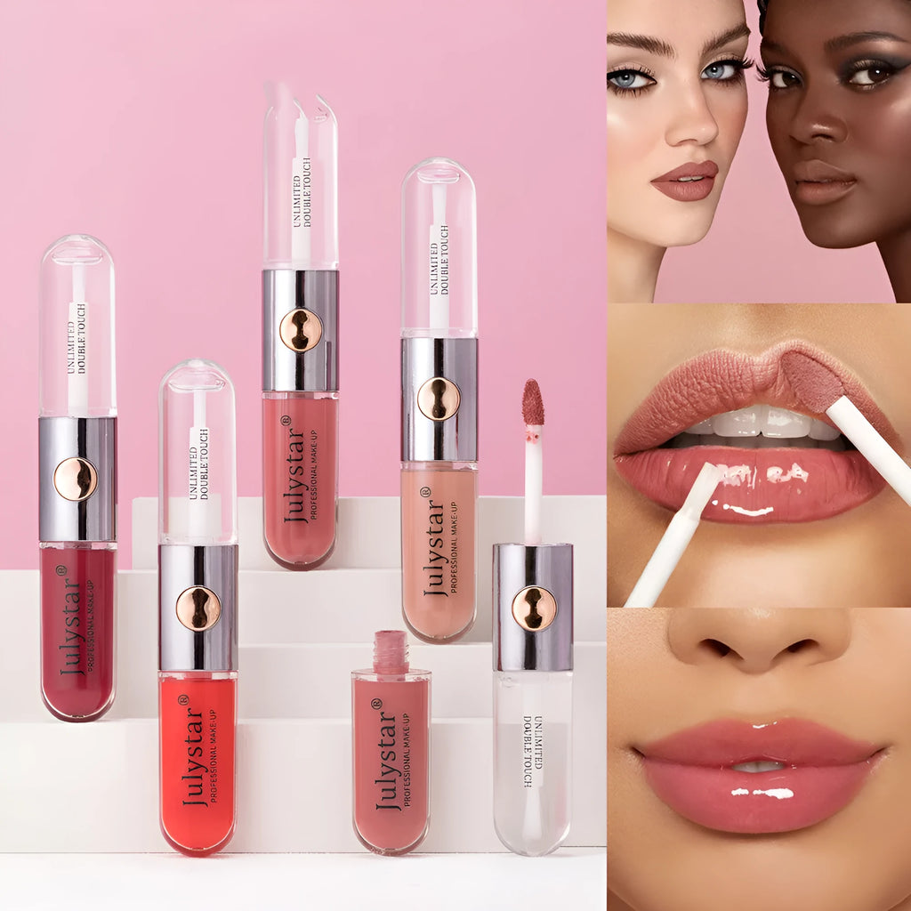 Women's lasting lip gloss tube in 6ml size showing available colour shades.