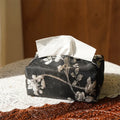 New Chinese style brocade fabric tissue box cover with embroidered white plum pattern