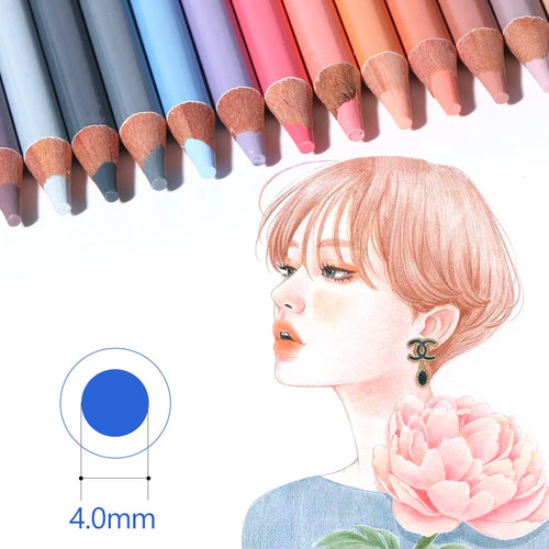 Round metal tin containing 24 skin tone coloured pencils for portrait drawing