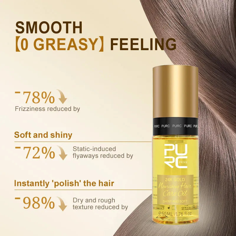 Yellow 50ml bottle of essential hair repair oil for scalp care and frizzy, damaged hair.