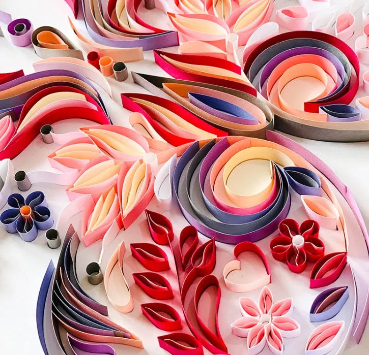 20-inch handmade butterfly quilling illustration craft pack with tools and blue/pink paper