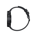 Smart watch with black silicone strap and round 1.43-inch screen showing fitness metrics.