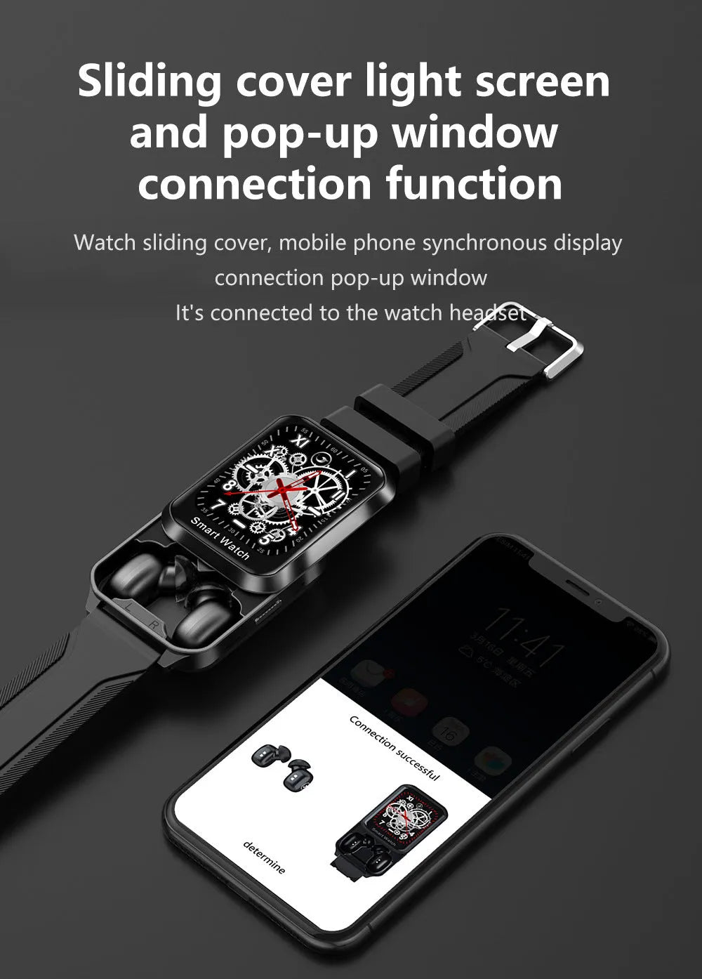 Black smart bracelet with 1.78-inch touchscreen displaying password lock interface on silicone wrist strap.
