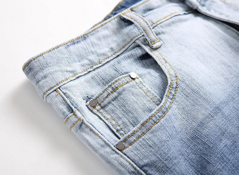 Men's indigo cotton jeans, regular fit, sizes 28 to 42