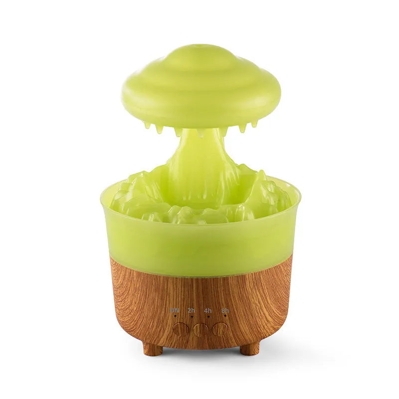 Wood grain white cloud-shaped humidifier diffuser with LED light and water mist