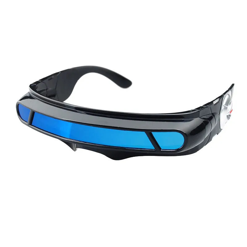 Black polarised sports sunglasses with a full rim PC frame, shown with blue mercury tinted lenses.