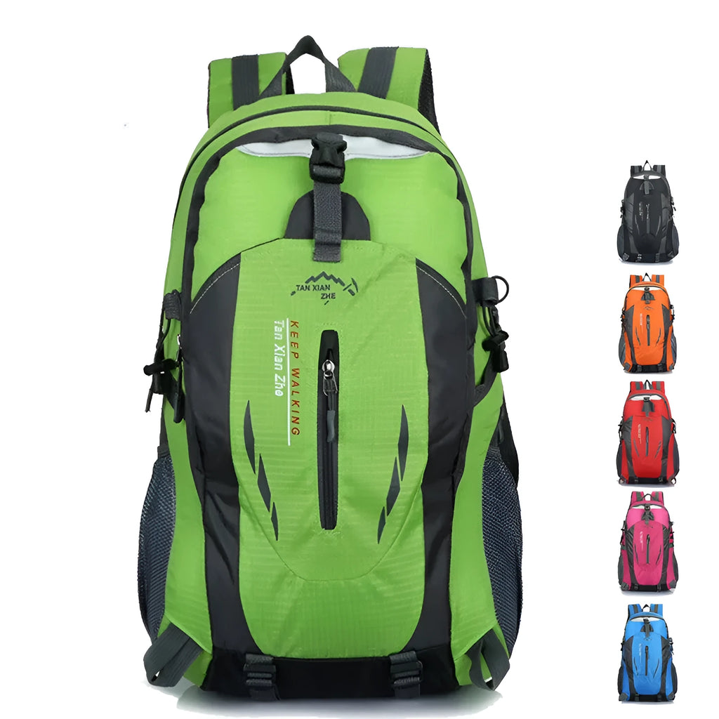 Large Oxford cloth travel backpack showing computer compartment, measuring 31cm wide by 51cm high by 19cm deep
