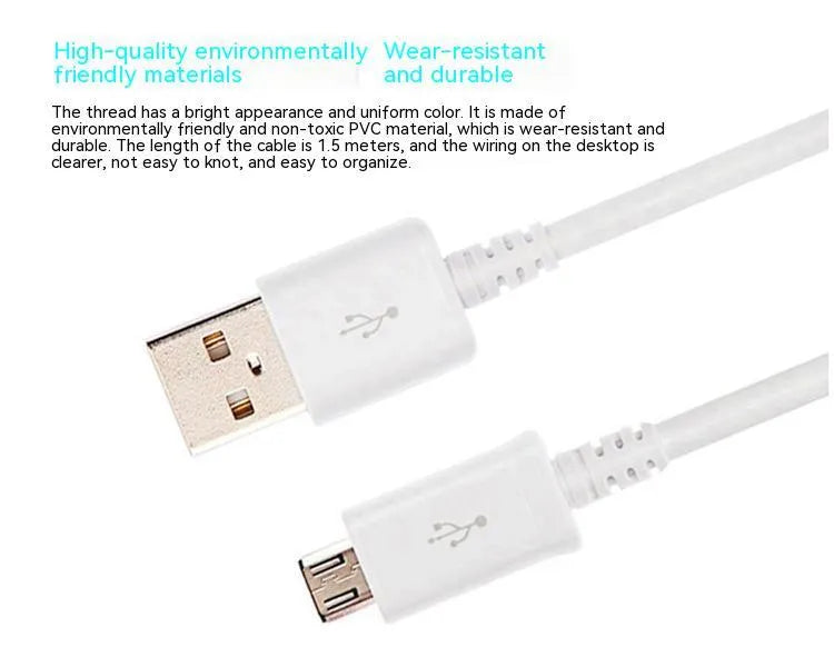 Android smartphone universal data cable with Micro USB connector, 1 metre length in black or white