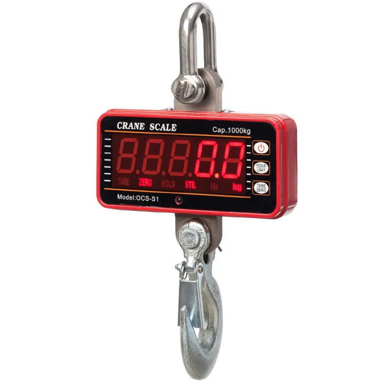 Orange electronic crane scale with digital display for weighing up to 500kg