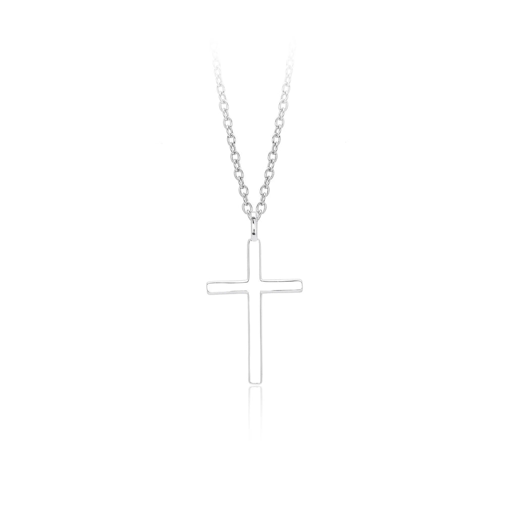 S925 sterling silver necklace with simple cross pendant on O-chain in gold plating
