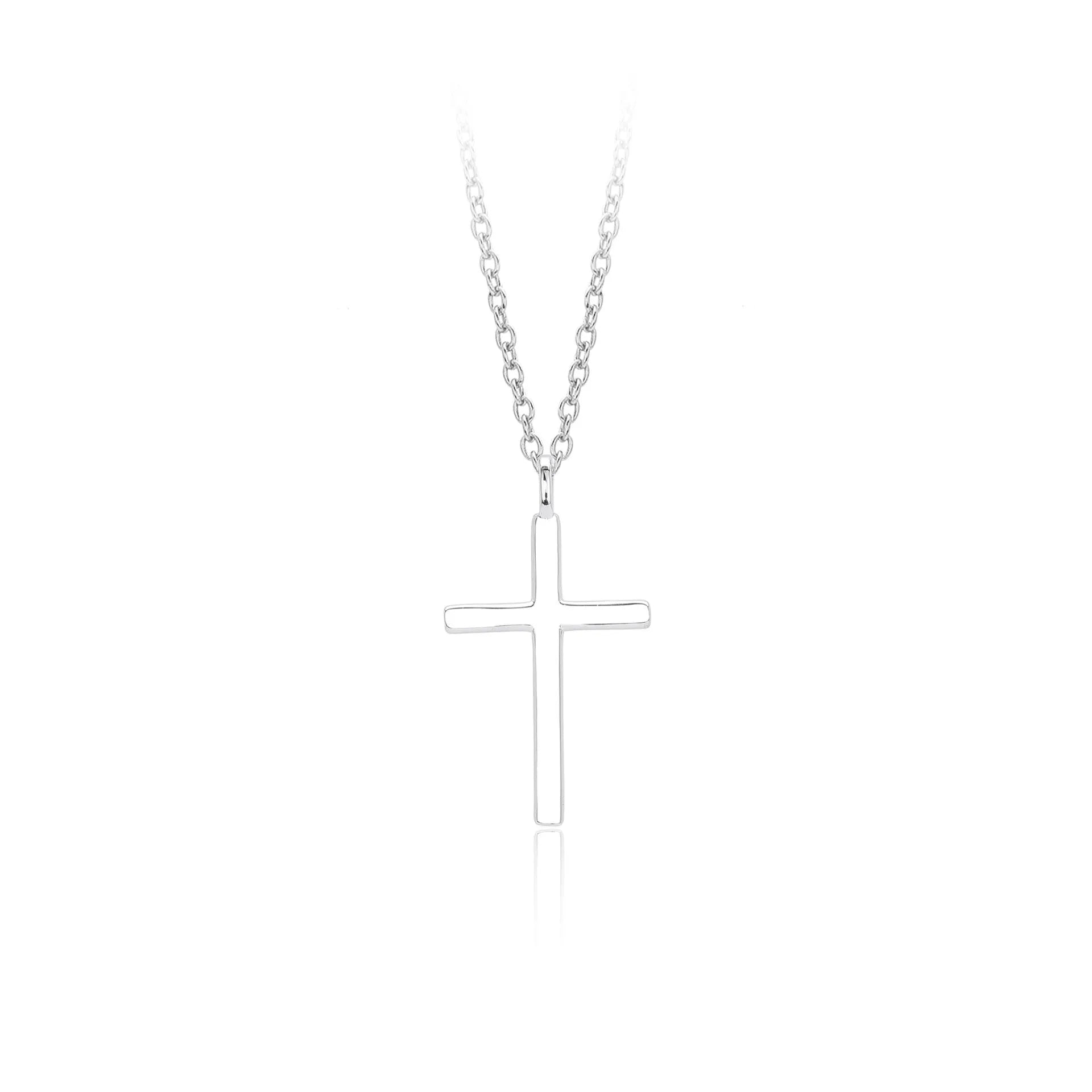 S925 sterling silver necklace with simple cross pendant on O-chain in gold plating