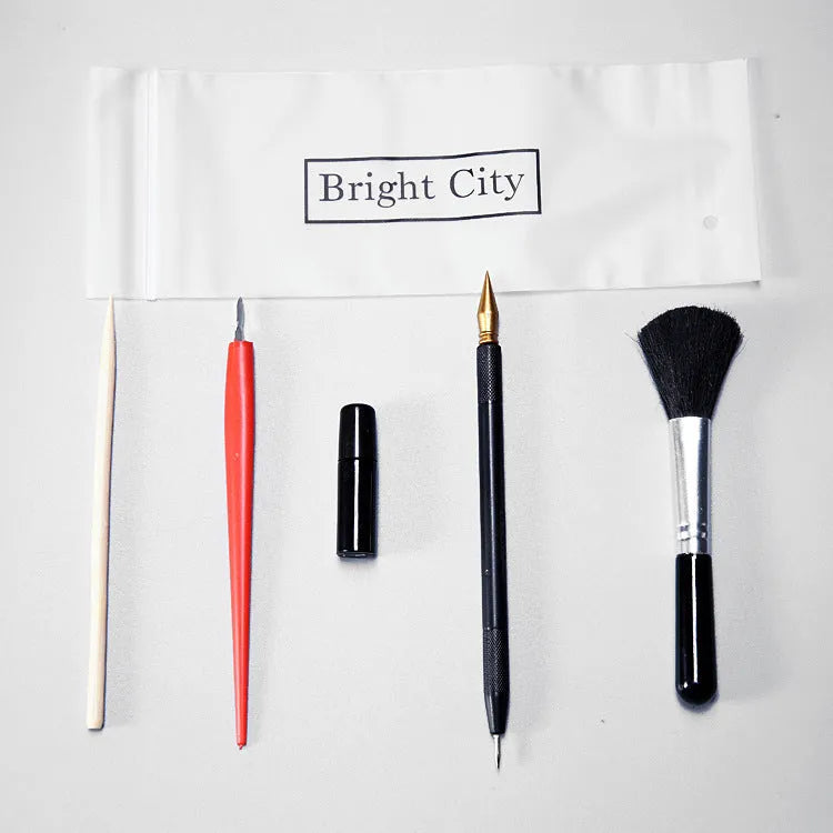 Diamond painting repair tool set with scraper pen, brushes, bamboo sticks and repair solution