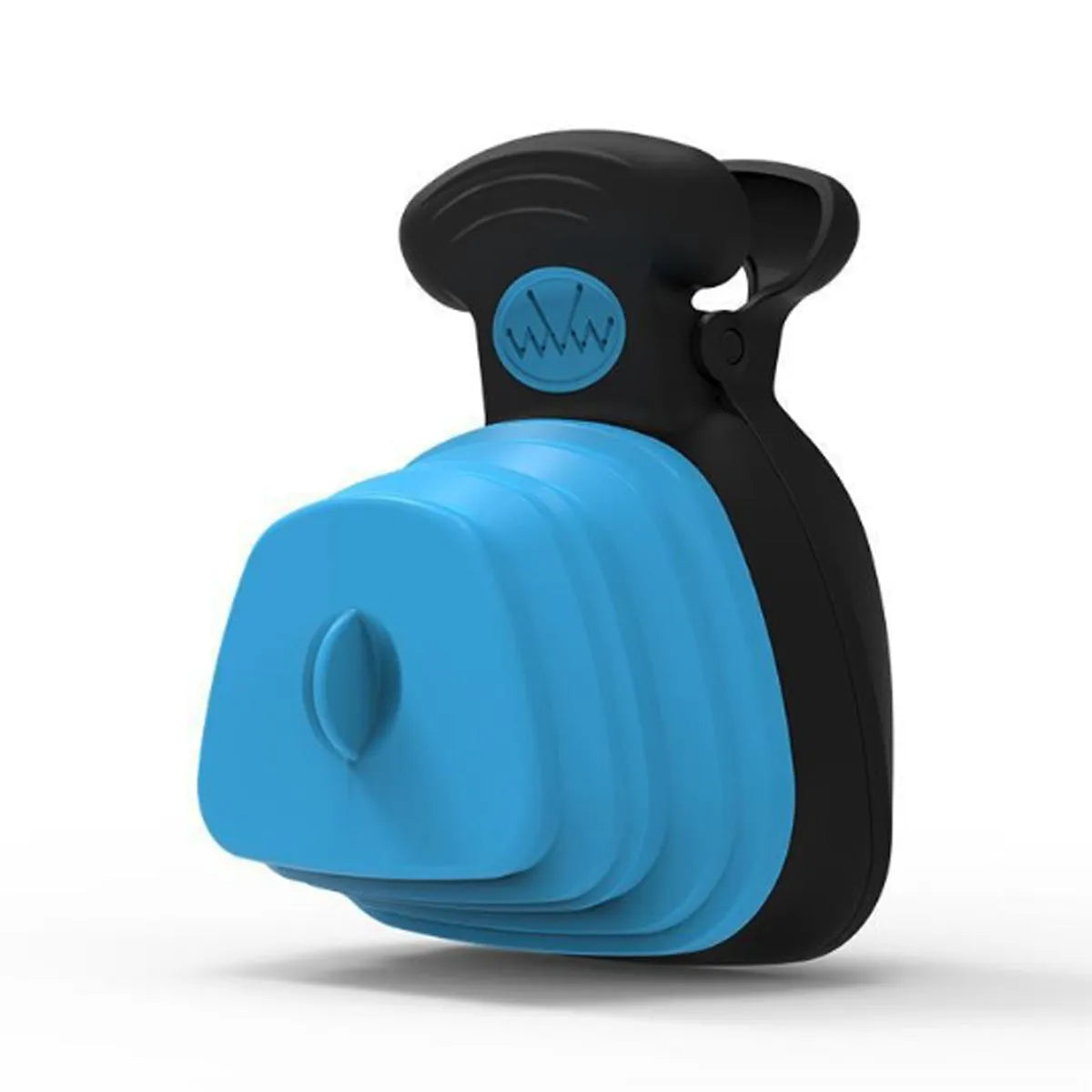 Portable handheld pooper scooper with integrated waste bag dispenser and carabiner clip attachment