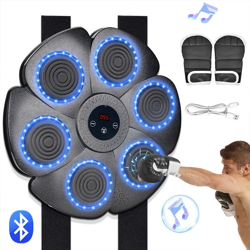 Black plastic smart boxing wall target with LED lights and Bluetooth connectivity for teenage training