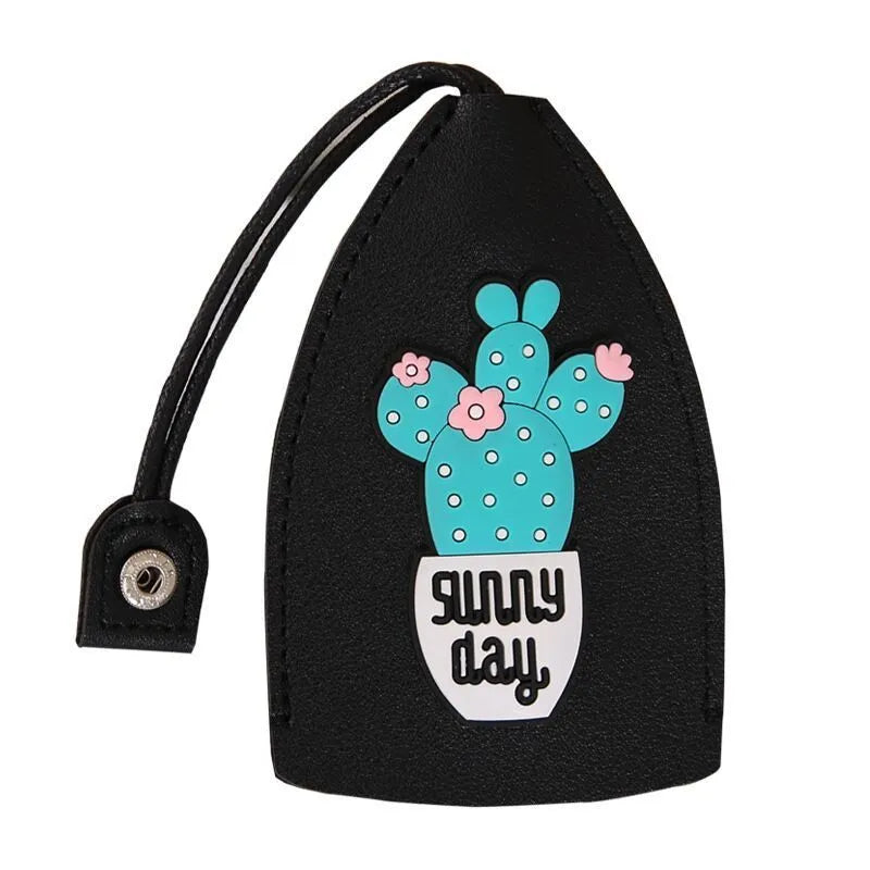 Cartoon-style pull-out car key case made of PU leather in assorted colourful designs