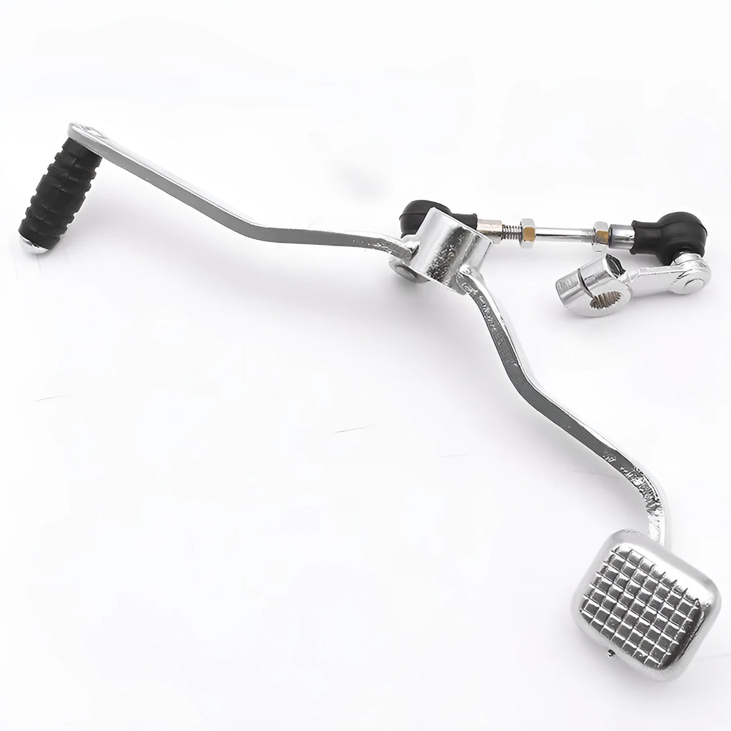 GS125 motorcycle gear lever showing 300mm length with coarse and fine teeth patterns on front and rear steps
