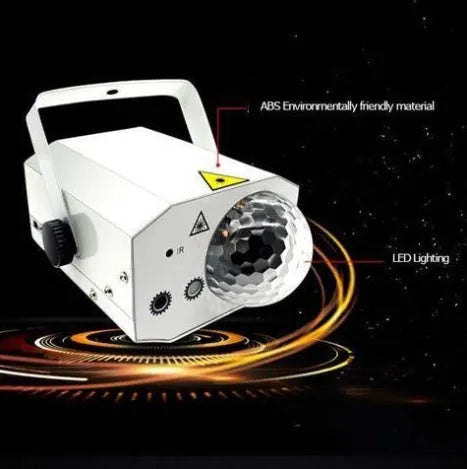 LED laser magic fan projection lamp in black or white with green and red laser effects