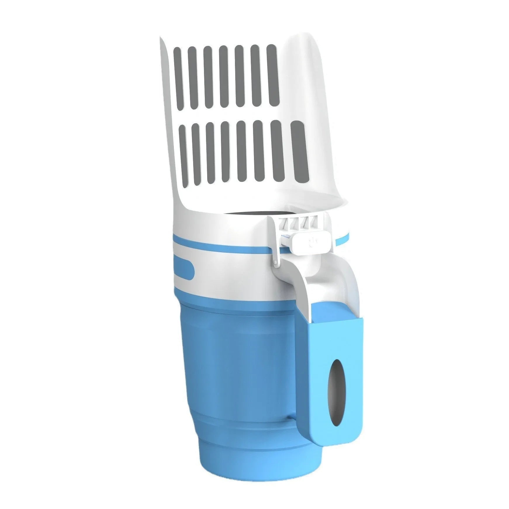 Grey cat litter scoop and waste bin system with foldable bottom and refill bags