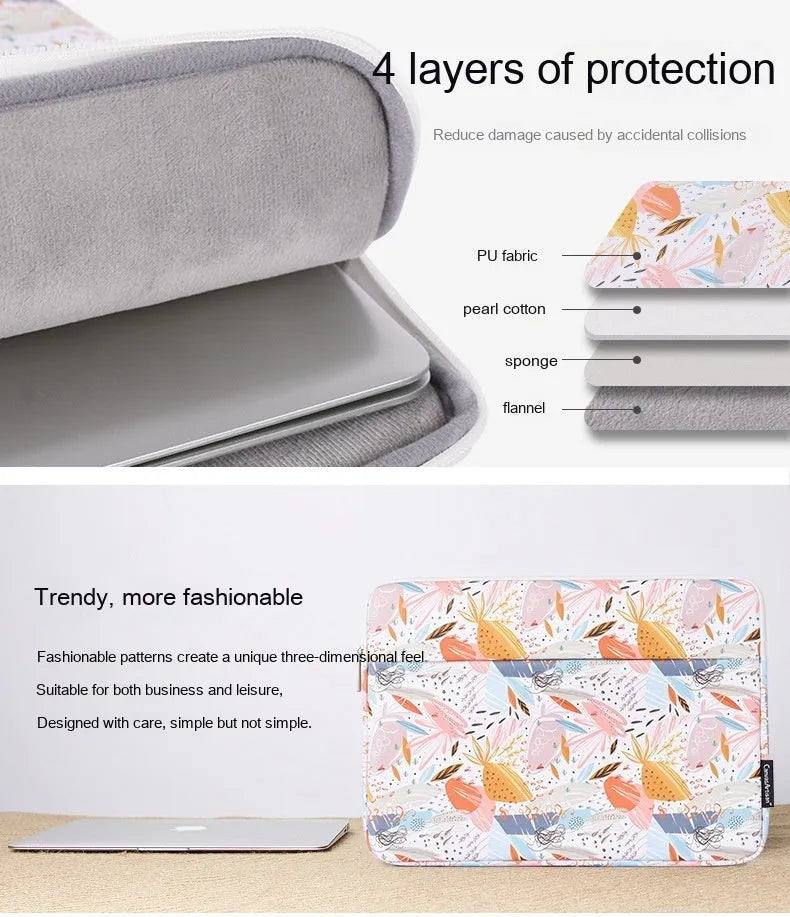 White waterproof 14 inch laptop inner bag in PU leather with shock-resistant construction