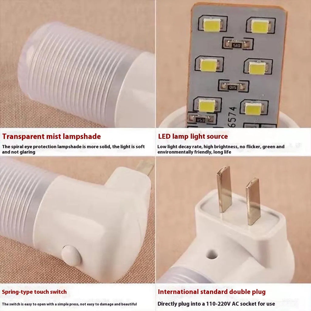 Minimalist cube bedside night light with US plug showing white and warm light switch