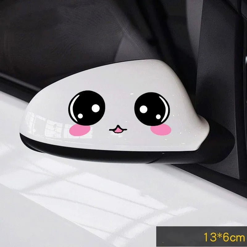 Reflective cartoon eye car stickers for rearview mirror decoration on electric vehicles