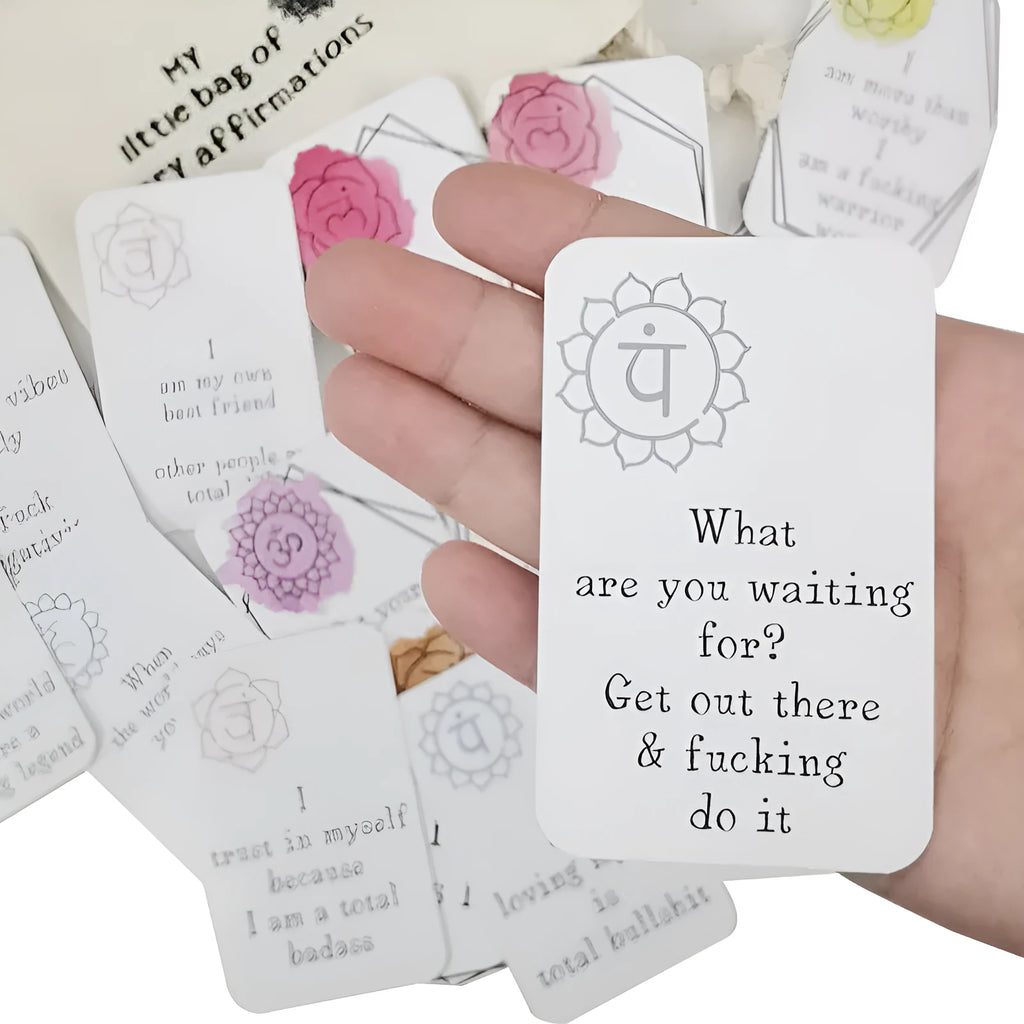 16-piece funny affirmation cards set in soft healing style with colour printing