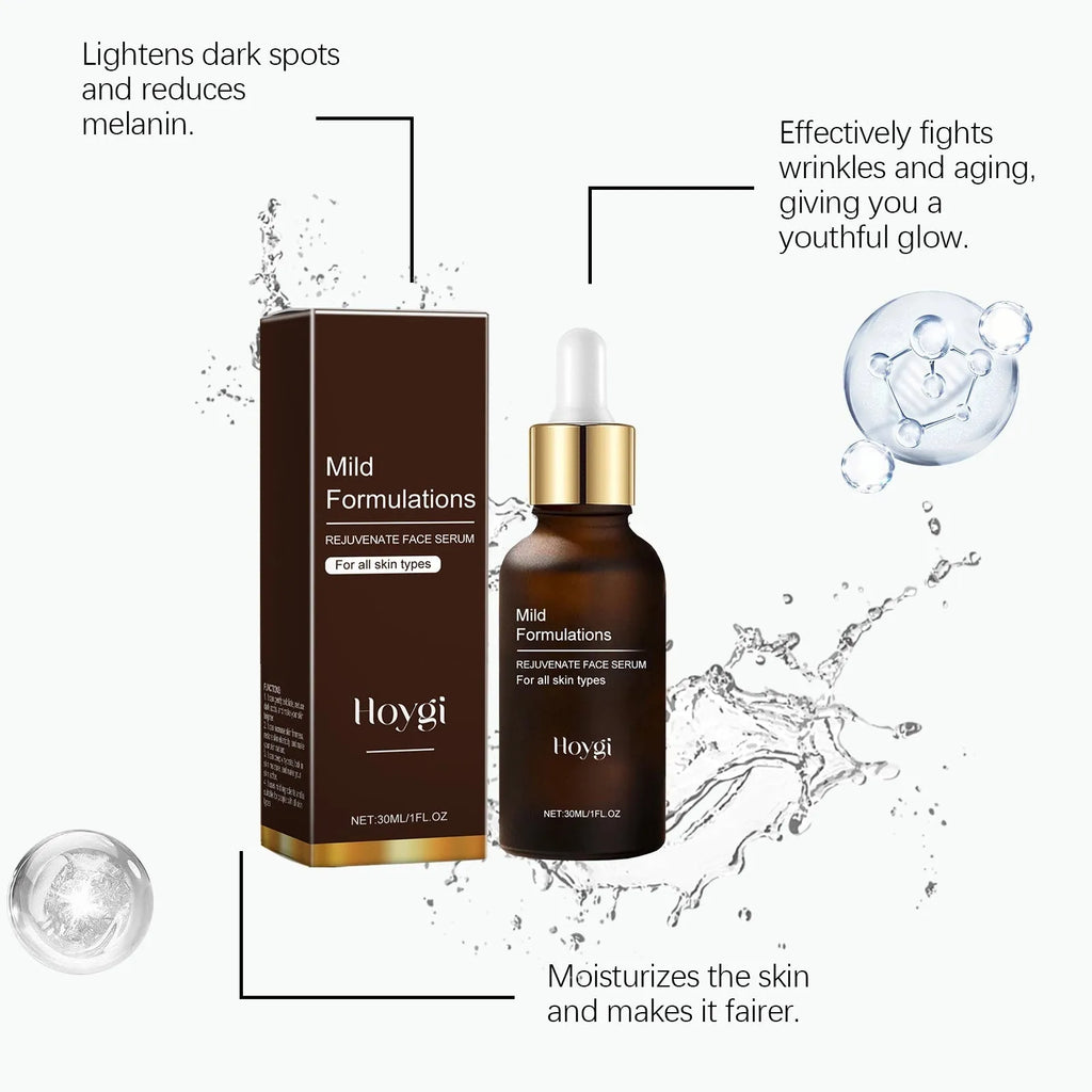 30 ml bottle of facial hydrating essence with arbutin, collagen, and vitamin C on a skincare shelf.