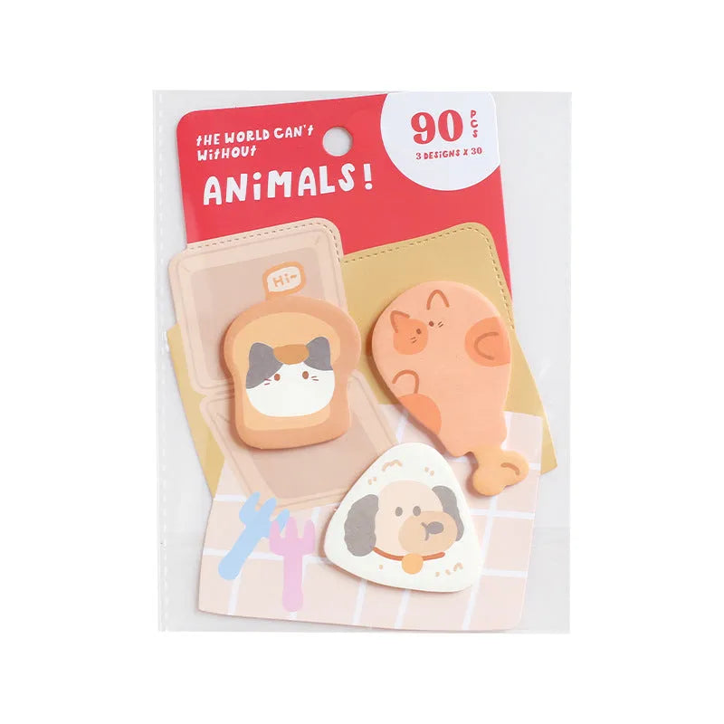 Small animal shaped sticky note set with 90 pages and six colourful cover designs