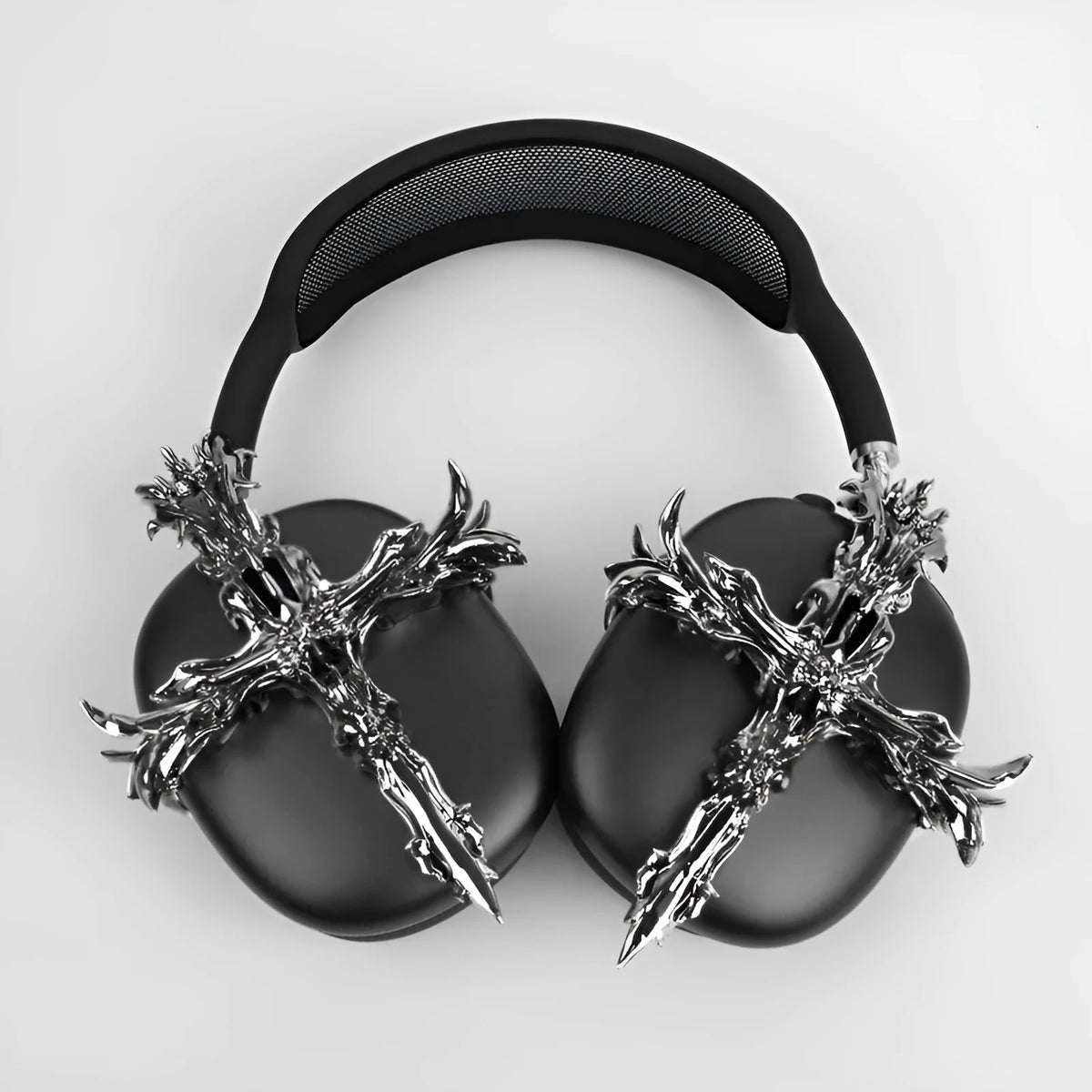 Gothic cross design resin headphone covers for Apple AirPods Max in hard case