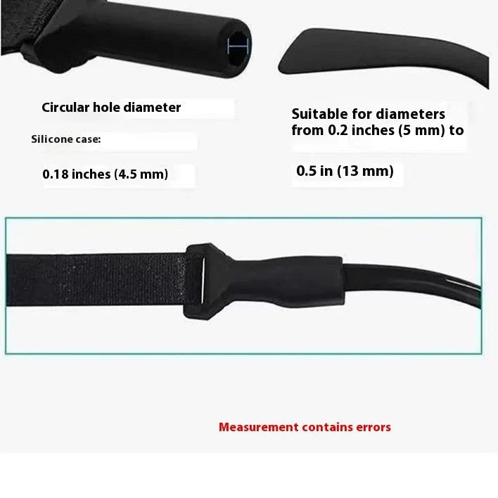 Black adjustable glasses retention cord with silicone end pieces shown in adult and children's sizing variants