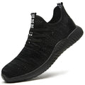 Work safety shoes with steel toe cap protection and EVA midsole in black, grey, and dark green colours
