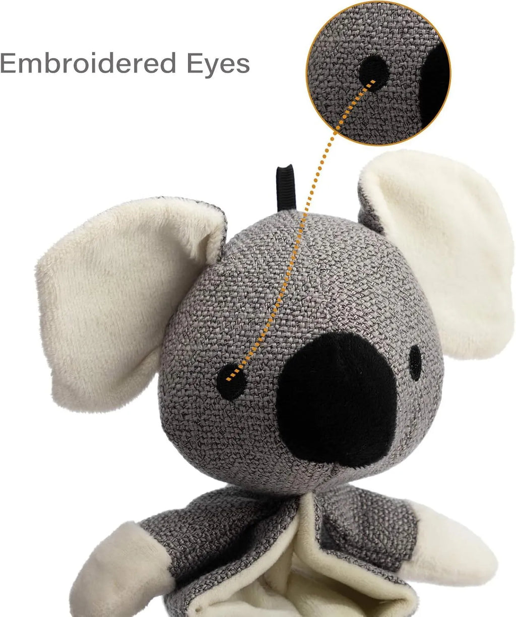 Hollypet grey koala dog toy measuring 30cm with squeaker and crinkle paper