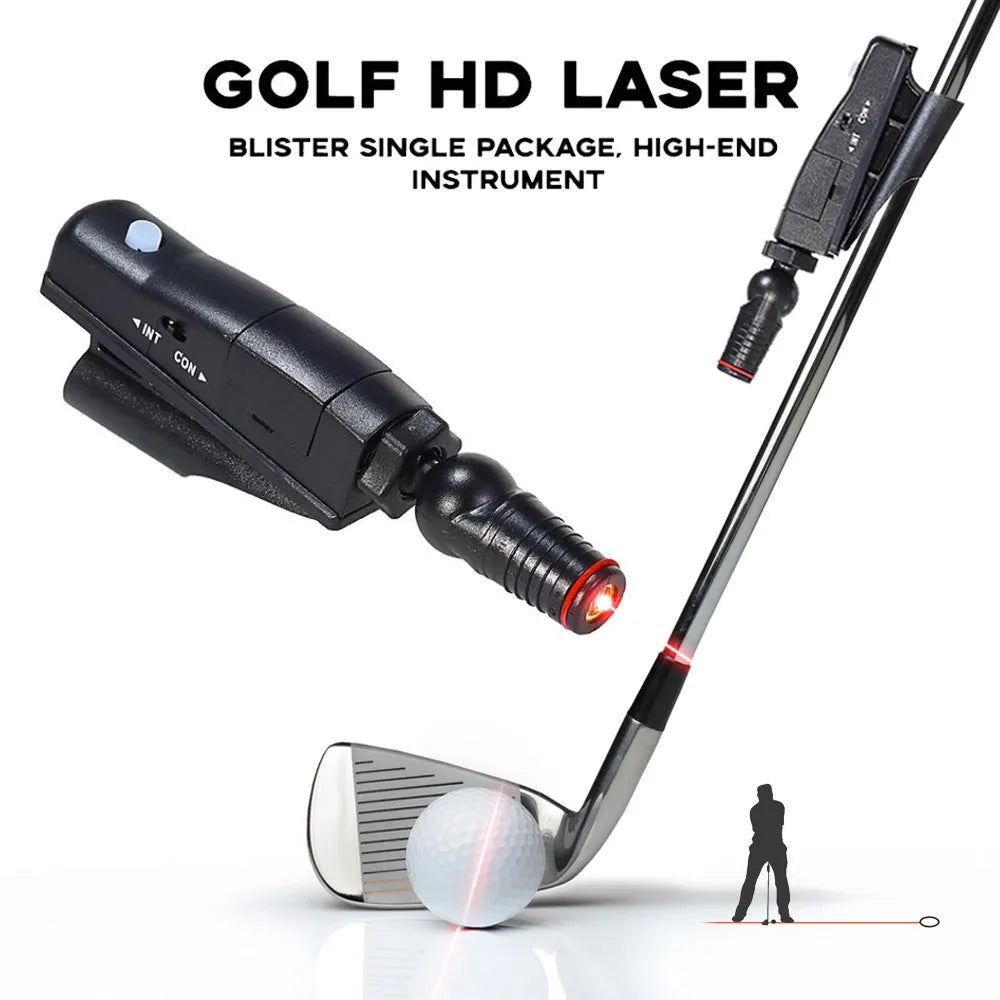 Black golf putter laser aiming sight mounted on a club shaft