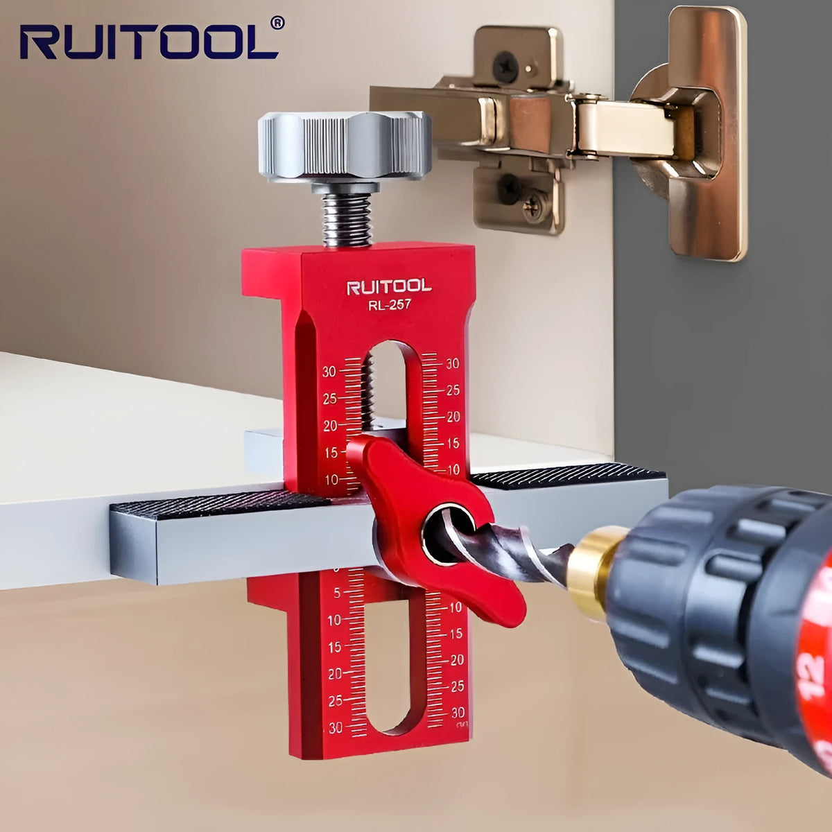 Aluminium alloy cabinet door installation aid tool for woodworking hinge fitting
