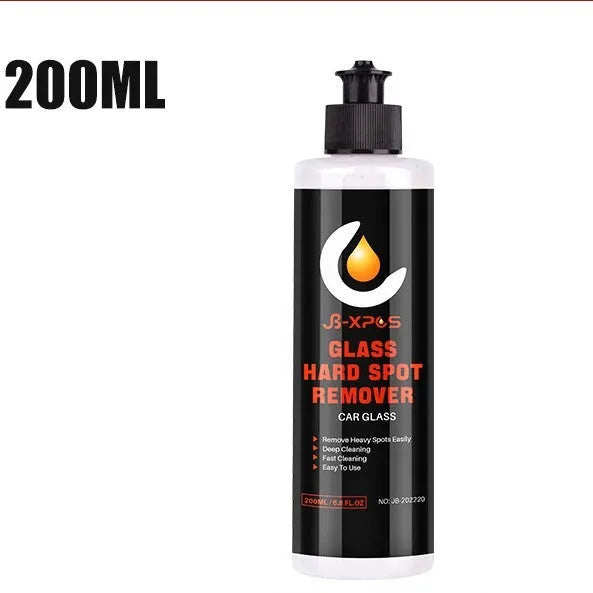 Glass oil film remover cleaning cream in 50ml, 100ml, and 200ml formats for car and window cleaning.