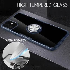 Black high-quality PC and PU iPhone back cover case for 11 Pro Max and other models on a table.