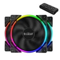Set of three black 120mm RGB cooling fans for PC computer case