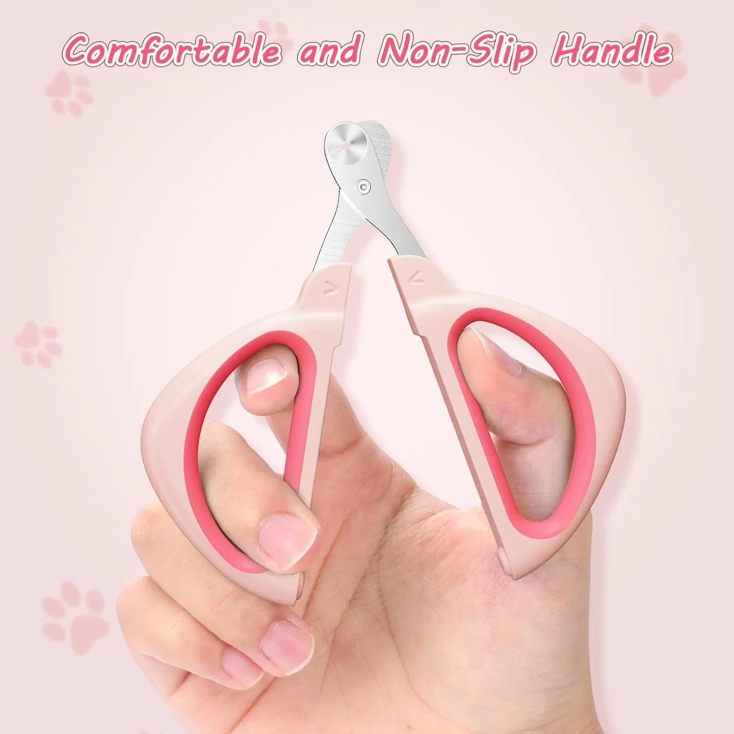 Blue pet nail clippers with safety positioning hole and stainless steel blade for cat grooming