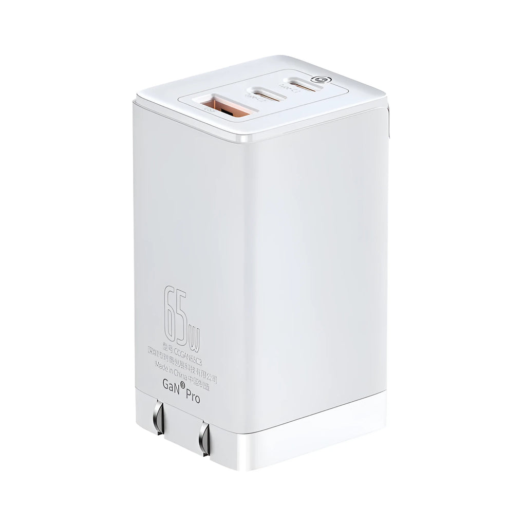 White 12V car charger with USB and Type-C ports for multi-device vehicle charging