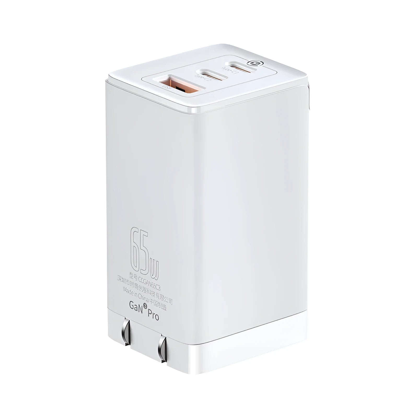 White 12V car charger with USB and Type-C ports for multi-device vehicle charging