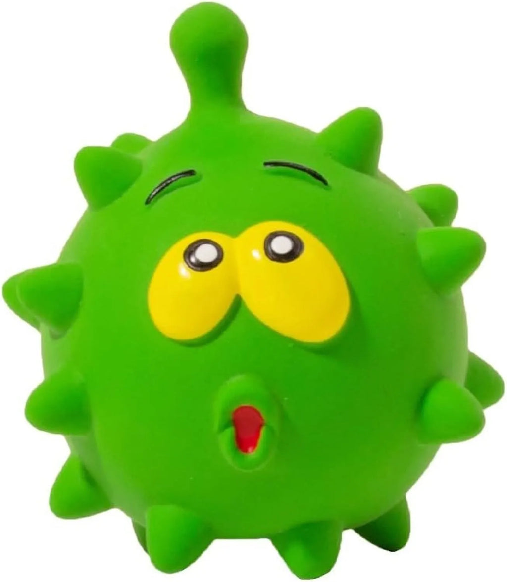 Four colourful natural latex rubber squeaky dog balls with cute faces design, 7.5cm diameter