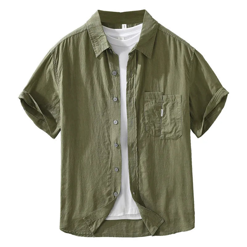 Loose-fit short-sleeve cardigan top in lyocell fabric, shown in black colour.