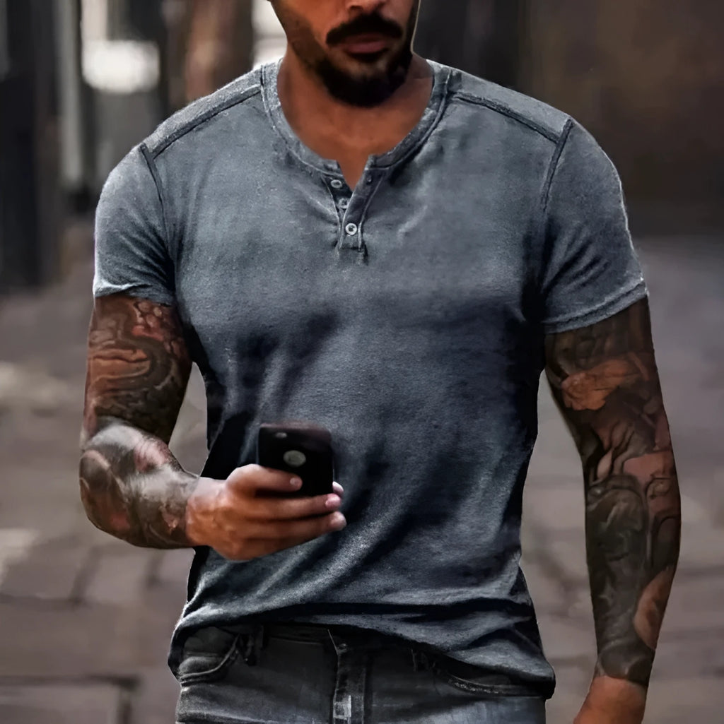 Men's classic polo shirt with short sleeves and button front in bird eye cloth fabric.