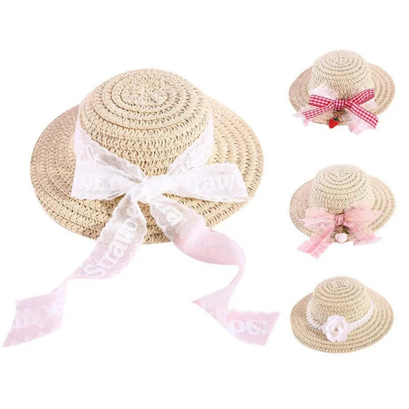 Handmade adjustable bowknot pet hat for dogs and cats in cartoon style