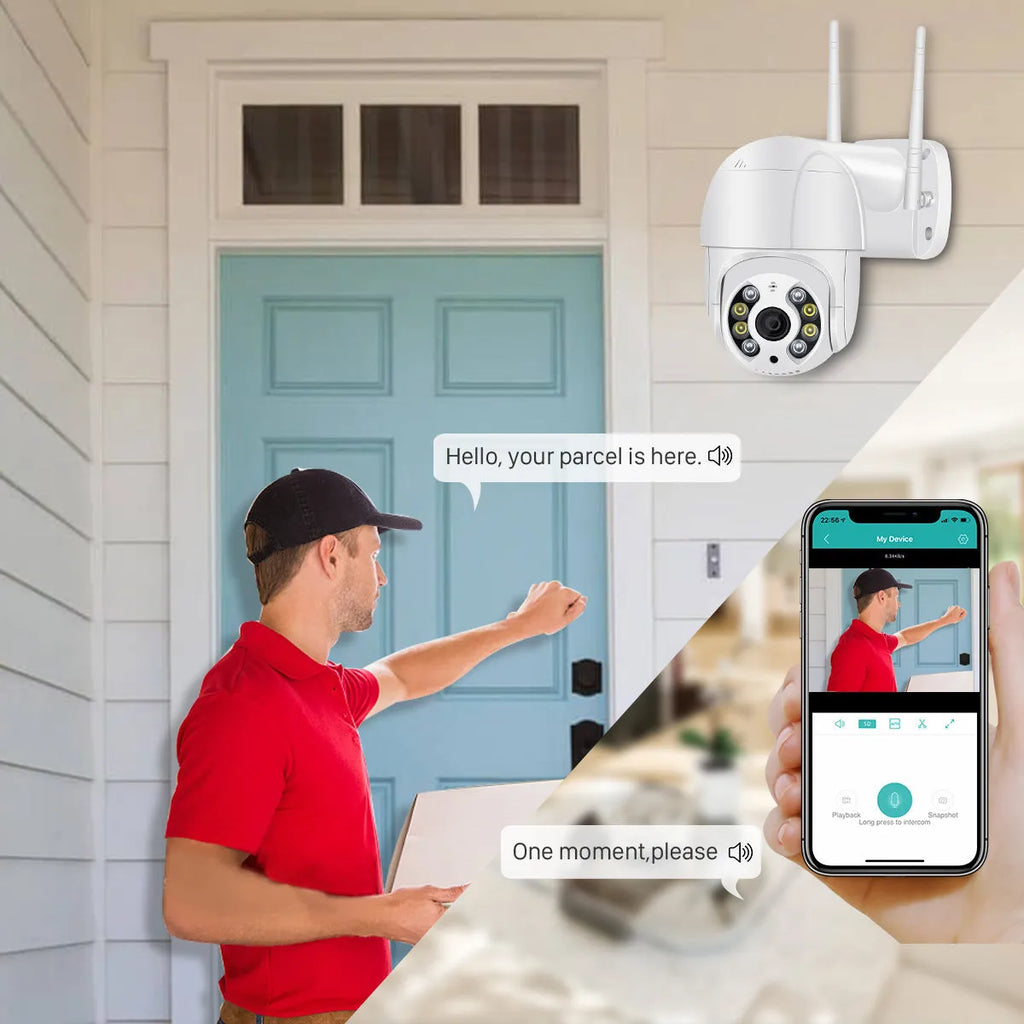 Outdoor WIFI dome camera with 1920x1080 HD resolution, 3.6mm lens, IP66 waterproof plastic housing and up to 60M range